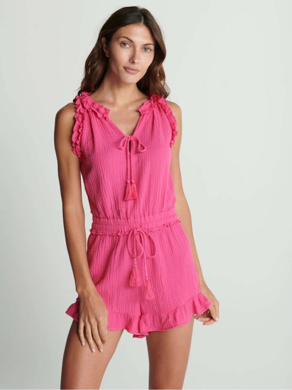 NWT SUNDAYS Pink Ruffled Sleeveless Romper